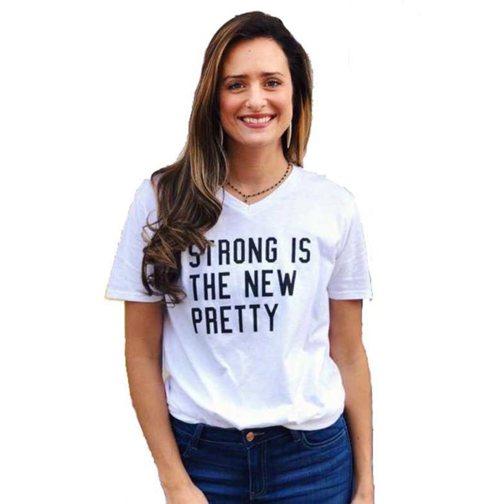 Strong Tee T-Shirt White Soft V-neck
